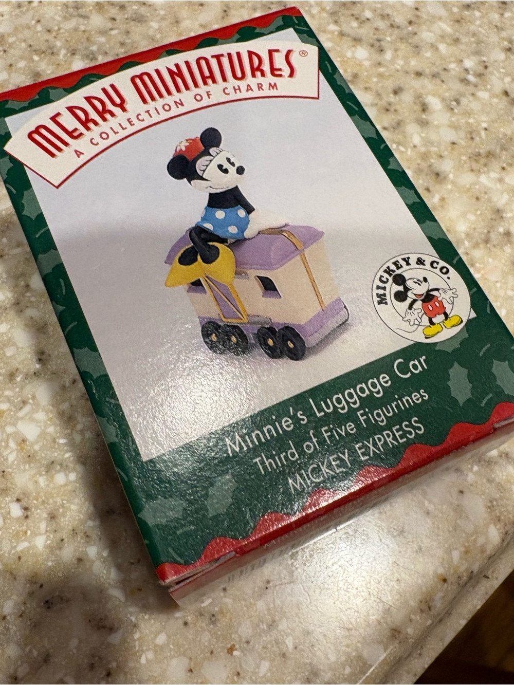 Merry Miniatures Minnie’s Luggage Car - Purple & Yellow-Christmas Ornament-NIB